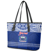 Personalised Toa Samoa Christmas Leather Tote Bag Samoa Siva Tau Manuia Le Kerisimasi Blue Vibe - Wonder Print Shop