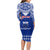 Personalised Toa Samoa Christmas Long Sleeve Bodycon Dress Samoa Siva Tau Manuia Le Kerisimasi Blue Vibe - Wonder Print Shop