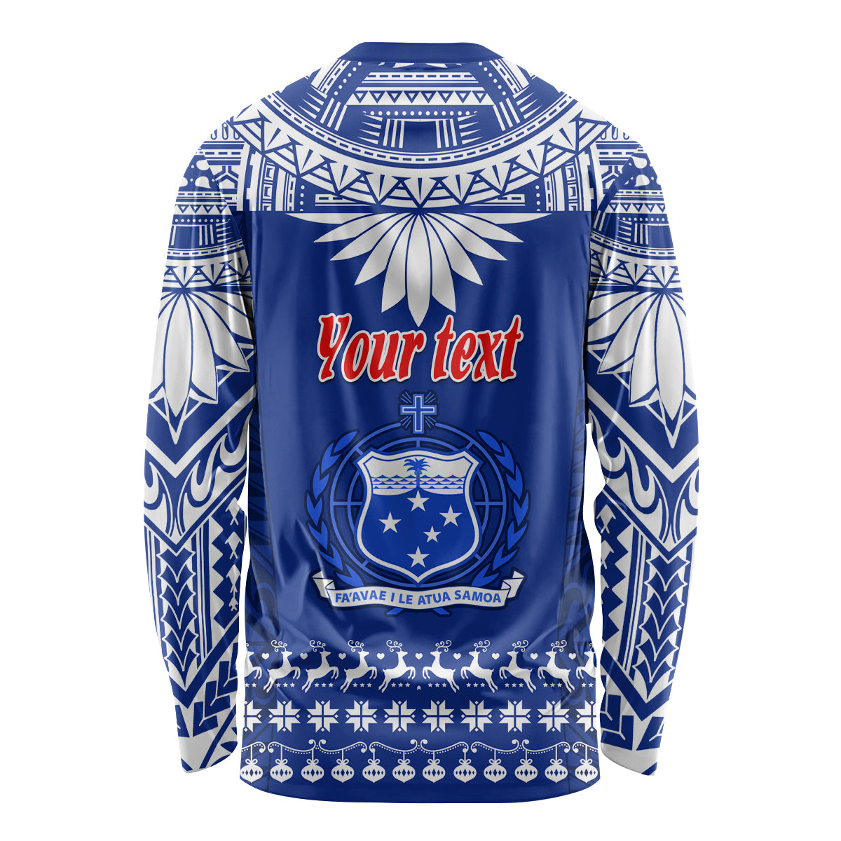 Personalised Toa Samoa Christmas Long Sleeve Shirt Samoa Siva Tau Manuia Le Kerisimasi Blue Vibe - Wonder Print Shop
