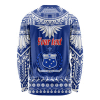 Personalised Toa Samoa Christmas Long Sleeve Shirt Samoa Siva Tau Manuia Le Kerisimasi Blue Vibe - Wonder Print Shop