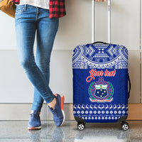 Personalised Toa Samoa Christmas Luggage Cover Samoa Siva Tau Manuia Le Kerisimasi Blue Vibe - Wonder Print Shop