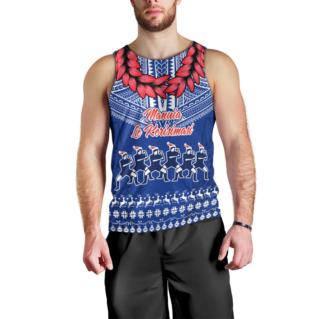 Personalised Toa Samoa Christmas Men Tank Top Samoa Siva Tau Manuia Le Kerisimasi Blue Vibe - Wonder Print Shop
