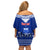 Personalised Toa Samoa Christmas Off Shoulder Short Dress Samoa Siva Tau Manuia Le Kerisimasi Blue Vibe - Wonder Print Shop