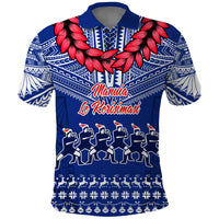 Personalised Toa Samoa Christmas Polo Shirt Samoa Siva Tau Manuia Le Kerisimasi Blue Vibe - Wonder Print Shop