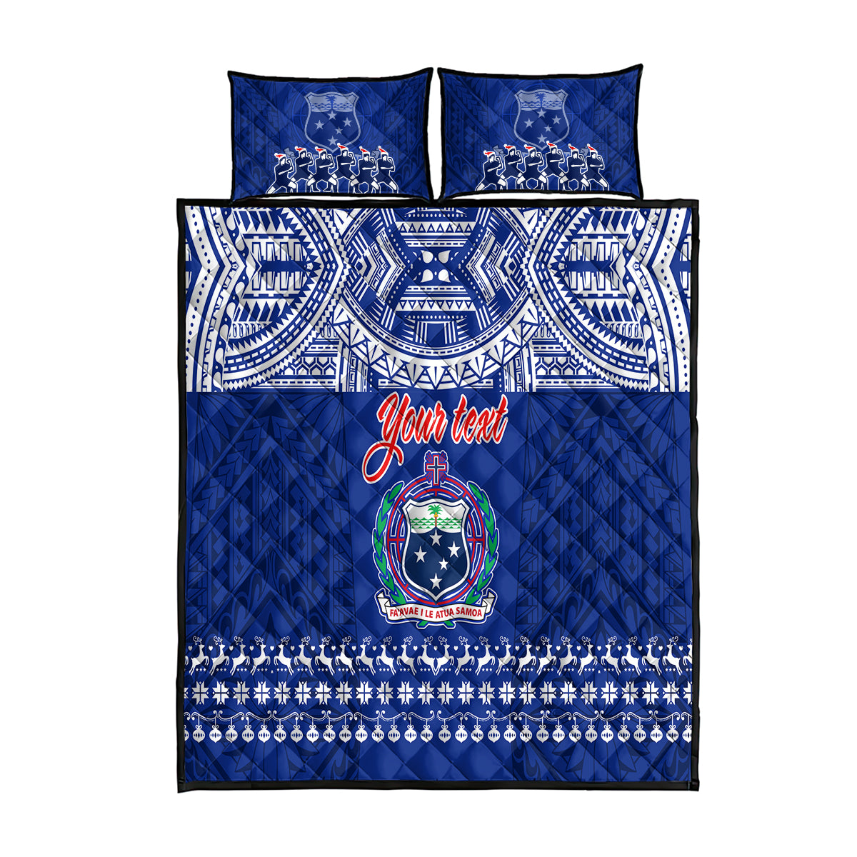 Personalised Toa Samoa Christmas Quilt Bed Set Samoa Siva Tau Manuia Le Kerisimasi Blue Vibe - Wonder Print Shop