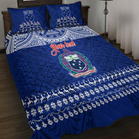 Personalised Toa Samoa Christmas Quilt Bed Set Samoa Siva Tau Manuia Le Kerisimasi Blue Vibe - Wonder Print Shop