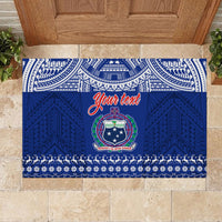 Personalised Toa Samoa Christmas Rubber Doormat Samoa Siva Tau Manuia Le Kerisimasi Blue Vibe - Wonder Print Shop
