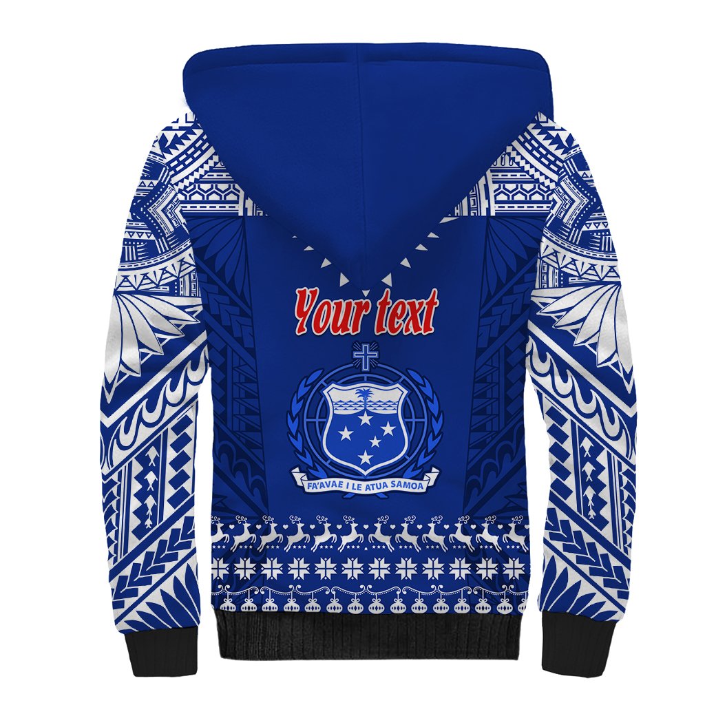Personalised Toa Samoa Christmas Sherpa Hoodie Samoa Siva Tau Manuia Le Kerisimasi Blue Vibe - Wonder Print Shop