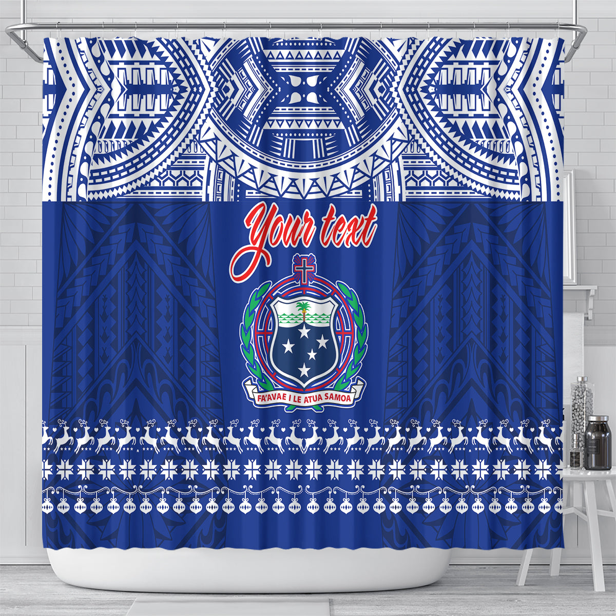 personalised-toa-samoa-christmas-shower-curtain-samoa-siva-tau-manuia-le-kerisimasi-blue-vibe