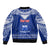 Personalised Toa Samoa Christmas Sleeve Zip Bomber Jacket Samoa Siva Tau Manuia Le Kerisimasi Blue Vibe - Wonder Print Shop