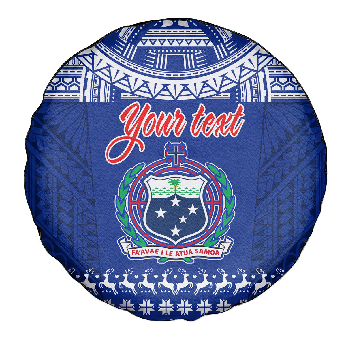 Personalised Toa Samoa Christmas Spare Tire Cover Samoa Siva Tau Manuia Le Kerisimasi Blue Vibe - Wonder Print Shop