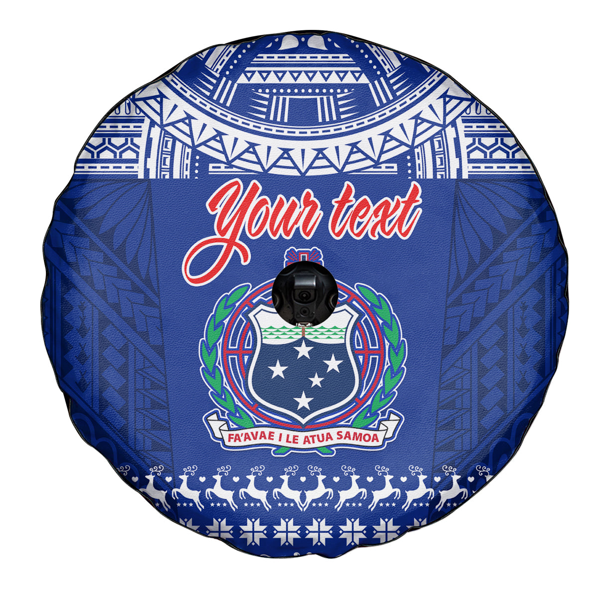 Personalised Toa Samoa Christmas Spare Tire Cover Samoa Siva Tau Manuia Le Kerisimasi Blue Vibe - Wonder Print Shop