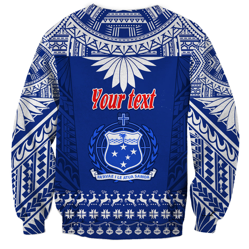 Personalised Toa Samoa Christmas Sweatshirt Samoa Siva Tau Manuia Le Kerisimasi Blue Vibe - Wonder Print Shop