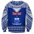 Personalised Toa Samoa Christmas Sweatshirt Samoa Siva Tau Manuia Le Kerisimasi Blue Vibe - Wonder Print Shop