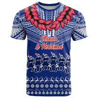 Personalised Toa Samoa Christmas T Shirt Samoa Siva Tau Manuia Le Kerisimasi Blue Vibe - Wonder Print Shop