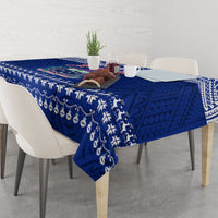 Personalised Toa Samoa Christmas Tablecloth Samoa Siva Tau Manuia Le Kerisimasi Blue Vibe - Wonder Print Shop