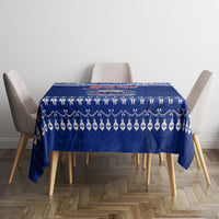 Personalised Toa Samoa Christmas Tablecloth Samoa Siva Tau Manuia Le Kerisimasi Blue Vibe - Wonder Print Shop
