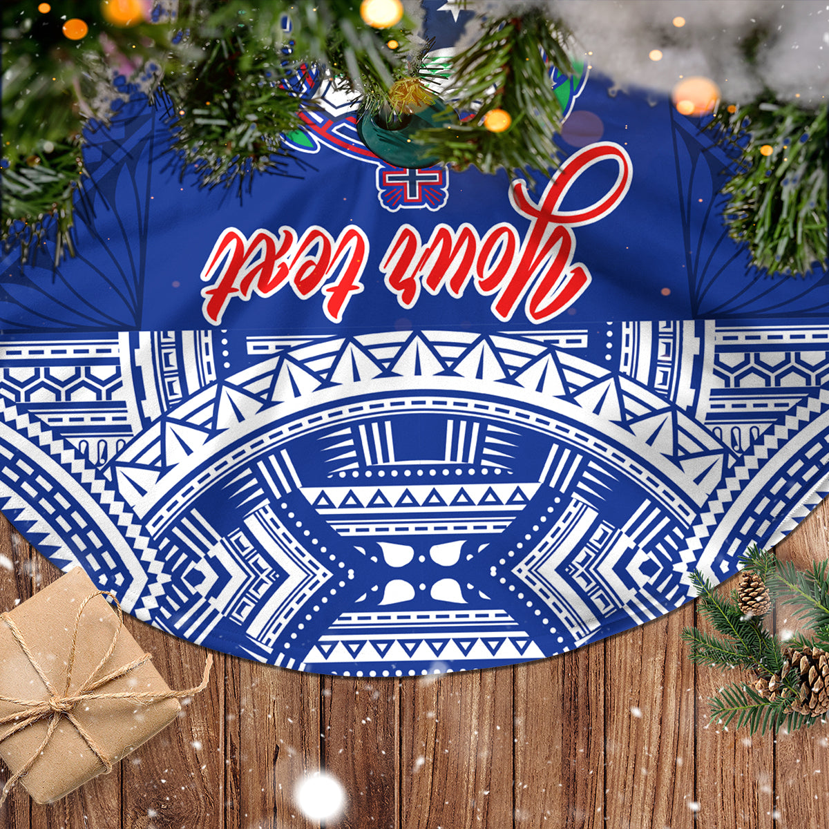 Personalised Toa Samoa Christmas Tree Skirt Samoa Siva Tau Manuia Le Kerisimasi Blue Vibe - Wonder Print Shop