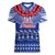 Personalised Toa Samoa Christmas Women V Neck T Shirt Samoa Siva Tau Manuia Le Kerisimasi Blue Vibe - Wonder Print Shop