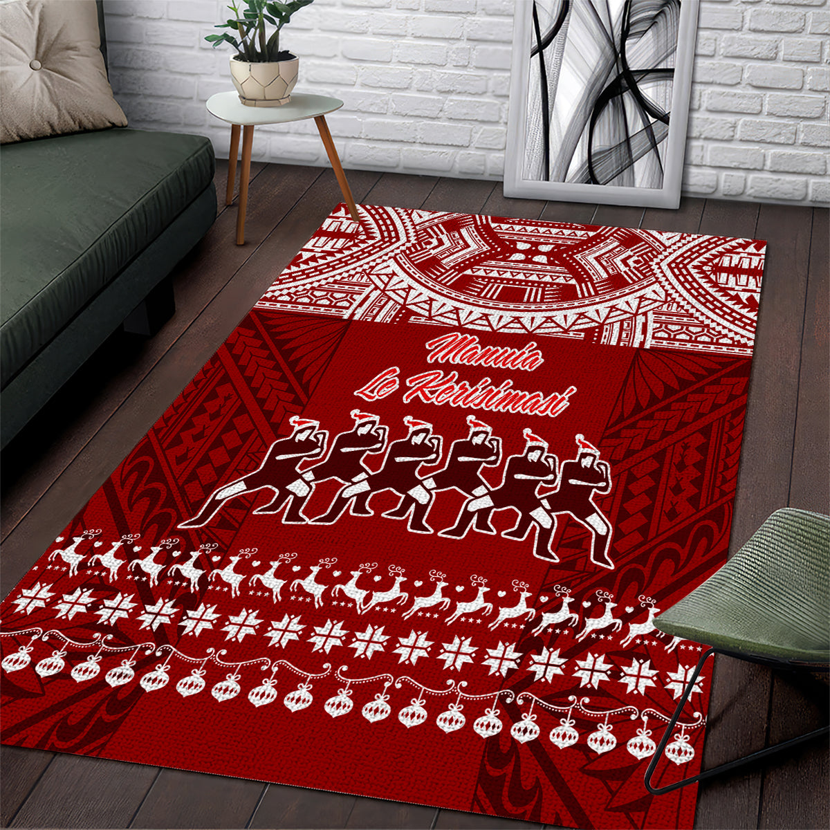 Toa Samoa Christmas Area Rug Samoa Siva Tau Manuia Le Kerisimasi Red Vibe LT9 - Wonder Print Shop