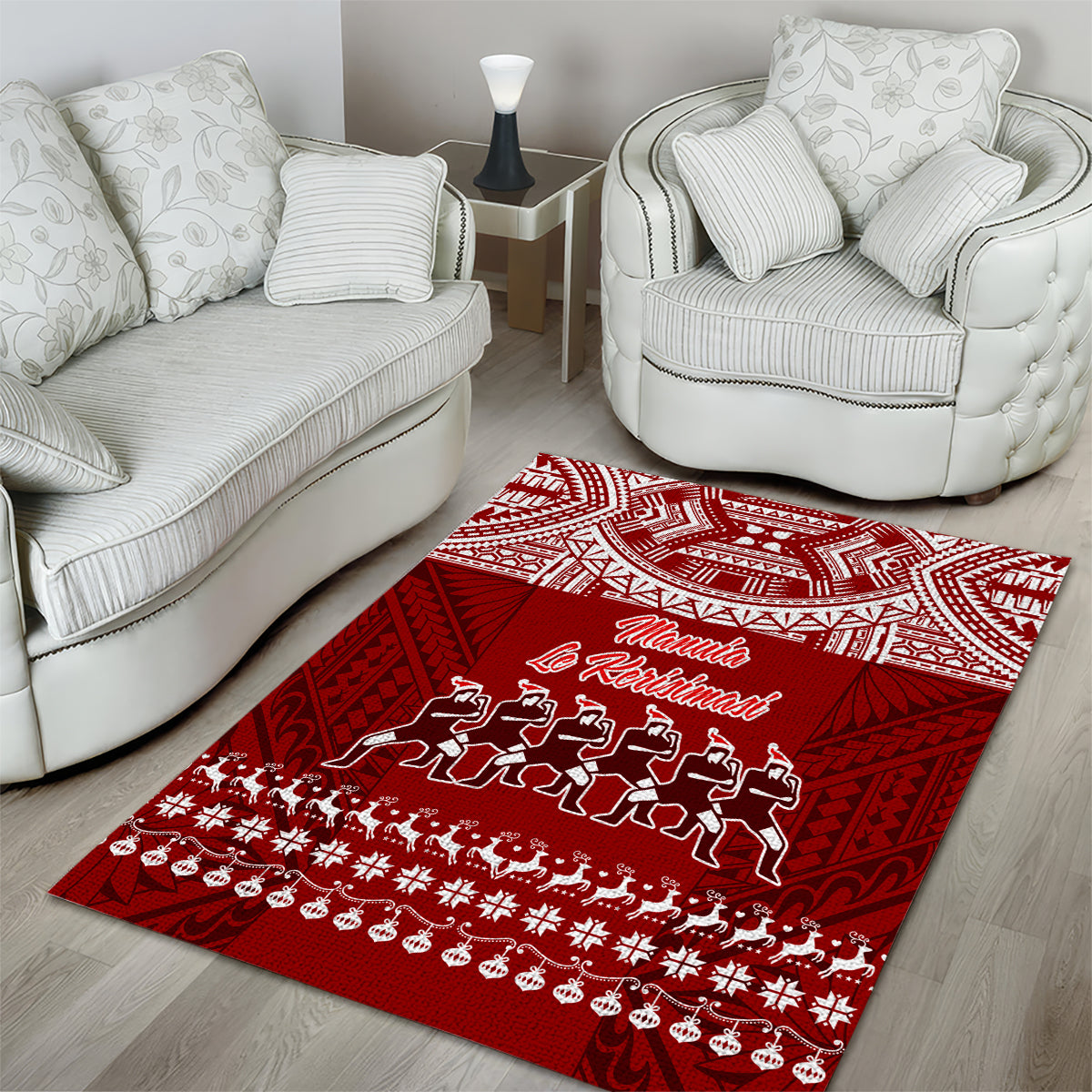 Toa Samoa Christmas Area Rug Samoa Siva Tau Manuia Le Kerisimasi Red Vibe LT9 - Wonder Print Shop