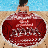 Toa Samoa Christmas Beach Blanket Samoa Siva Tau Manuia Le Kerisimasi Red Vibe LT9 - Wonder Print Shop