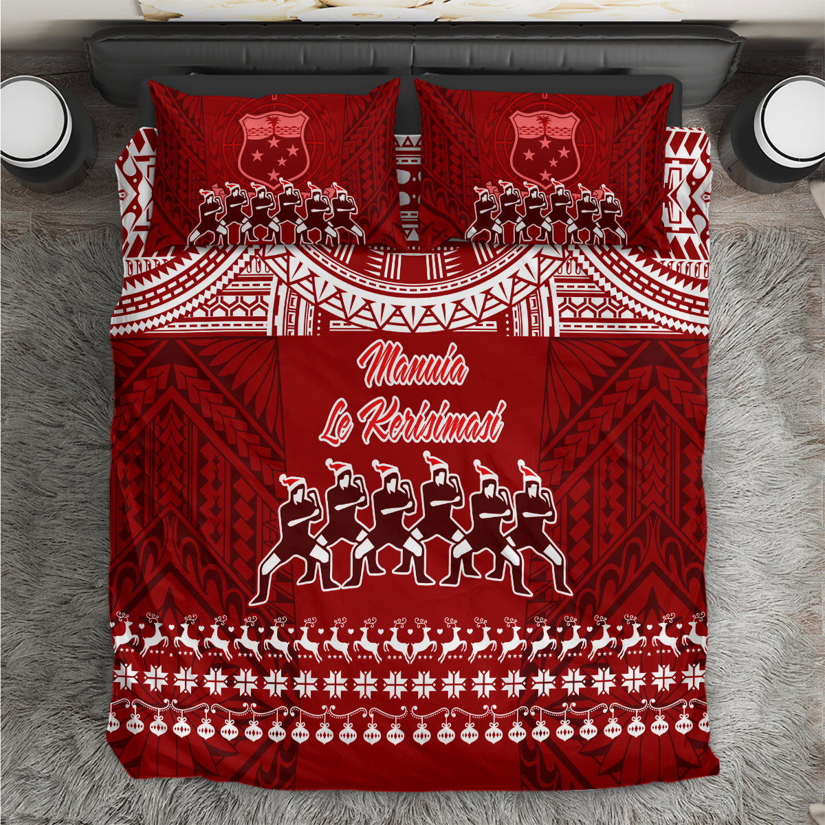 Toa Samoa Christmas Bedding Set Samoa Siva Tau Manuia Le Kerisimasi Red Vibe LT9 - Wonder Print Shop