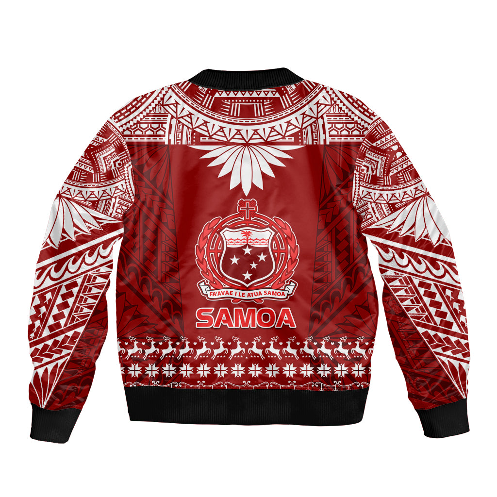 Toa Samoa Christmas Bomber Jacket Samoa Siva Tau Manuia Le Kerisimasi Red Vibe LT9 - Wonder Print Shop