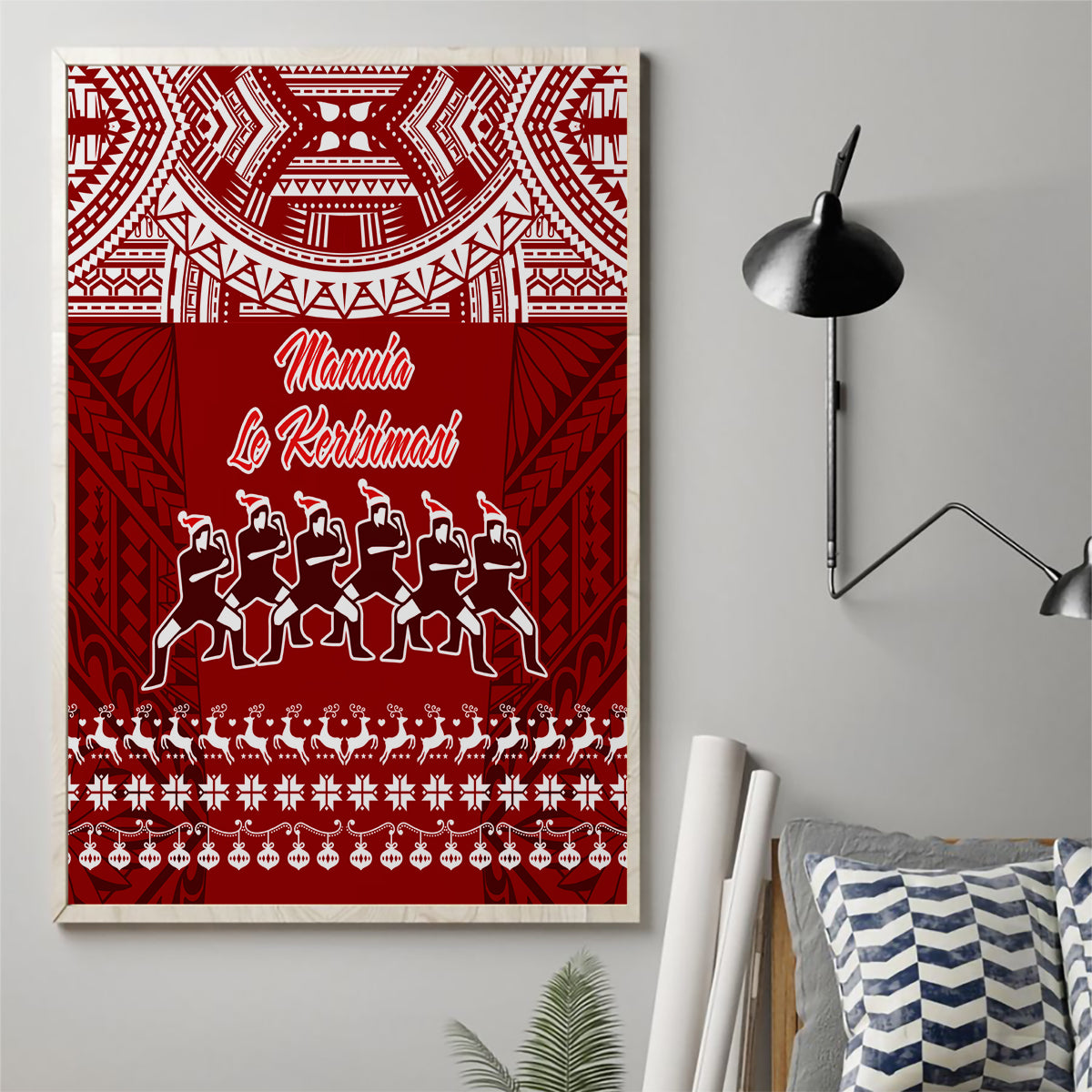 Toa Samoa Christmas Canvas Wall Art Samoa Siva Tau Manuia Le Kerisimasi Red Vibe LT9 - Wonder Print Shop