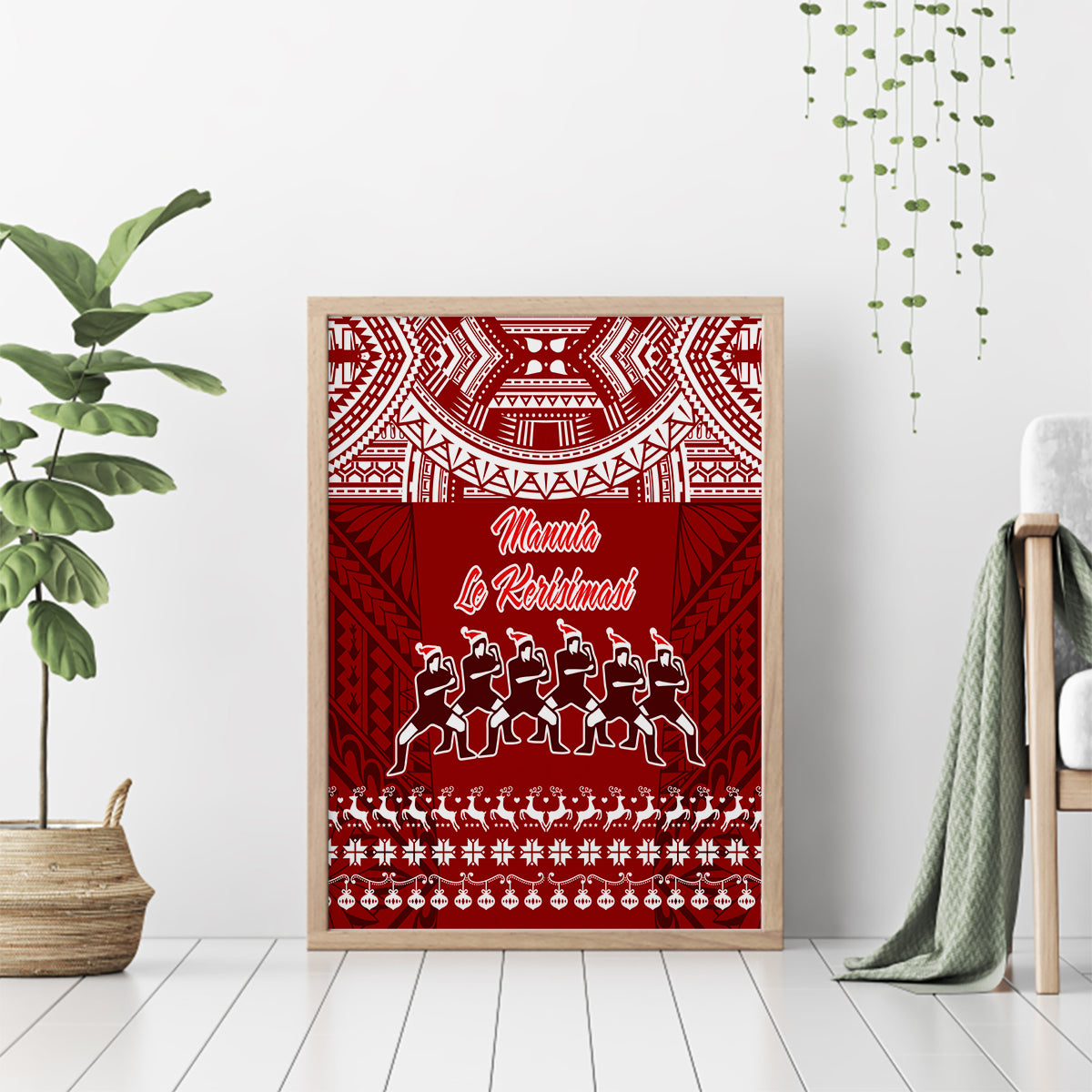 Toa Samoa Christmas Canvas Wall Art Samoa Siva Tau Manuia Le Kerisimasi Red Vibe LT9 - Wonder Print Shop