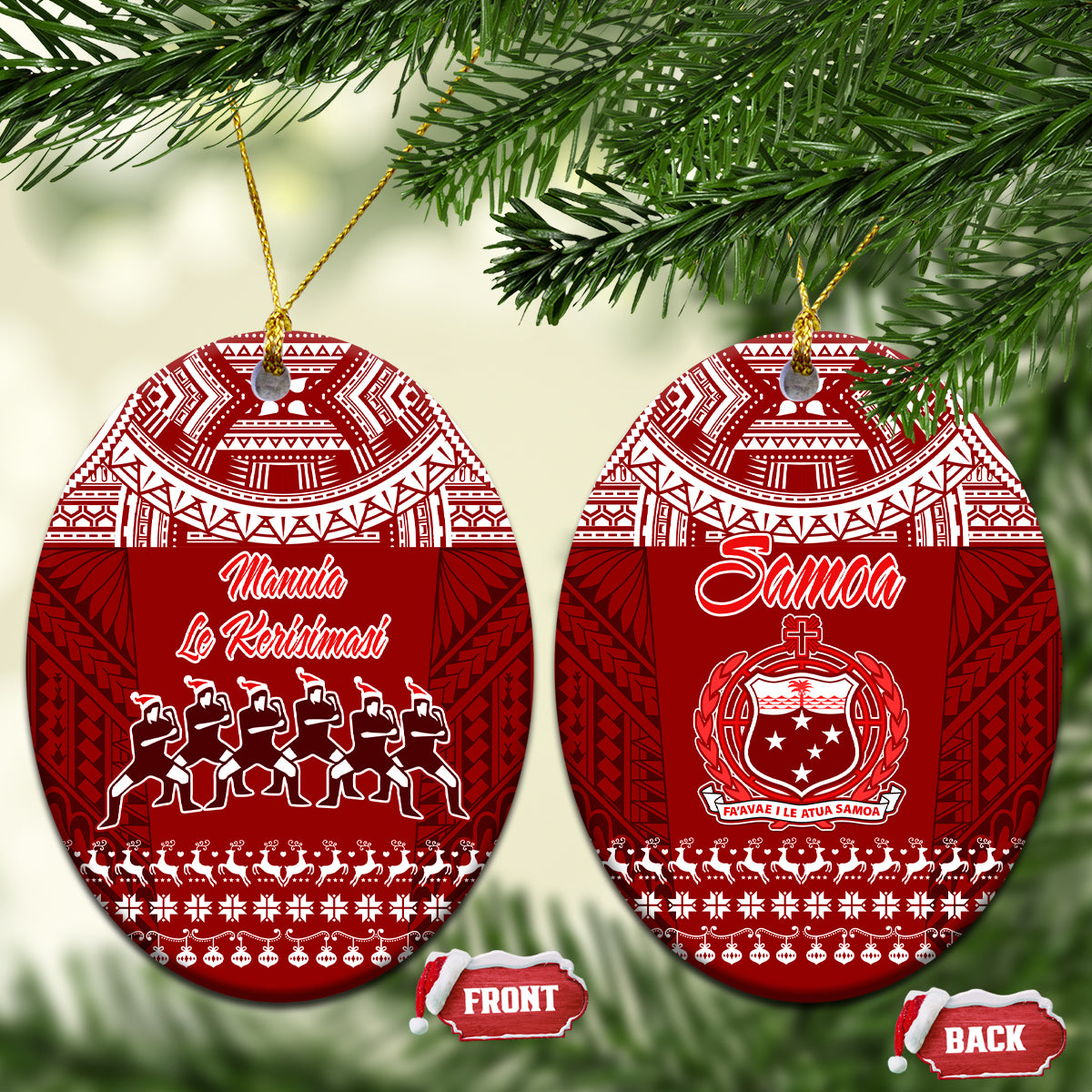 Toa Samoa Christmas Ceramic Ornament Samoa Siva Tau Manuia Le Kerisimasi Red Vibe LT9 - Wonder Print Shop