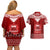 Toa Samoa Christmas Couples Matching Off Shoulder Short Dress and Hawaiian Shirt Samoa Siva Tau Manuia Le Kerisimasi Red Vibe LT9 - Wonder Print Shop