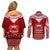 Toa Samoa Christmas Couples Matching Off Shoulder Short Dress and Long Sleeve Button Shirt Samoa Siva Tau Manuia Le Kerisimasi Red Vibe LT9 - Wonder Print Shop