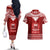 Toa Samoa Christmas Couples Matching Off The Shoulder Long Sleeve Dress and Hawaiian Shirt Samoa Siva Tau Manuia Le Kerisimasi Red Vibe LT9 - Wonder Print Shop