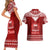 Toa Samoa Christmas Couples Matching Short Sleeve Bodycon Dress and Hawaiian Shirt Samoa Siva Tau Manuia Le Kerisimasi Red Vibe LT9 - Wonder Print Shop