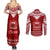 Toa Samoa Christmas Couples Matching Summer Maxi Dress and Long Sleeve Button Shirt Samoa Siva Tau Manuia Le Kerisimasi Red Vibe LT9 - Wonder Print Shop