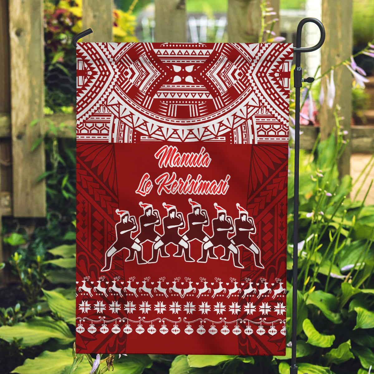 Toa Samoa Christmas Garden Flag Samoa Siva Tau Manuia Le Kerisimasi Red Vibe - Wonder Print Shop