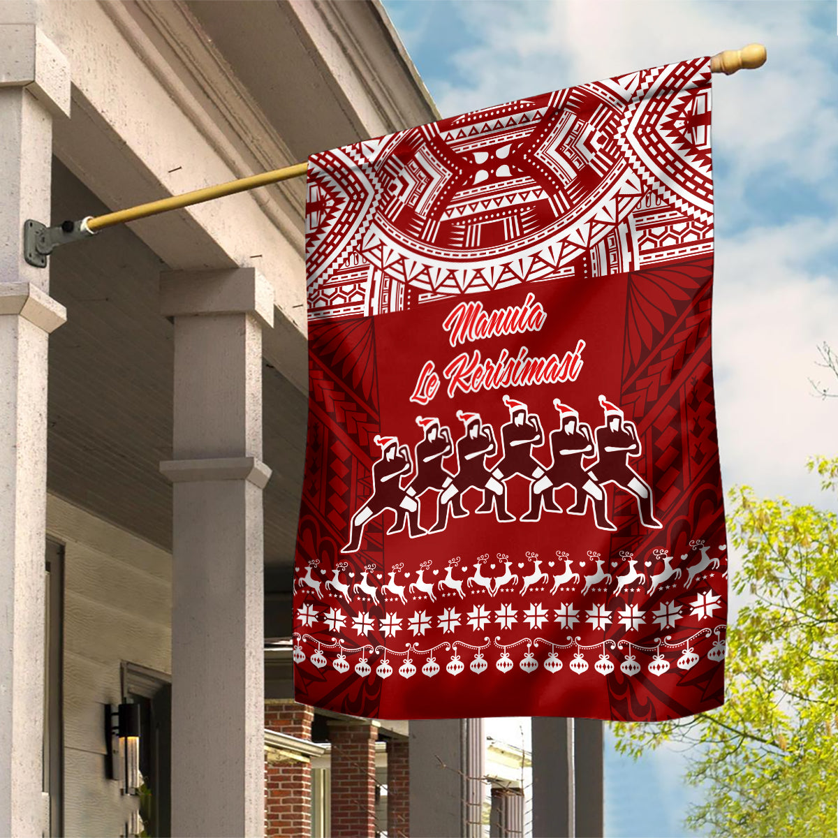Toa Samoa Christmas Garden Flag Samoa Siva Tau Manuia Le Kerisimasi Red Vibe - Wonder Print Shop