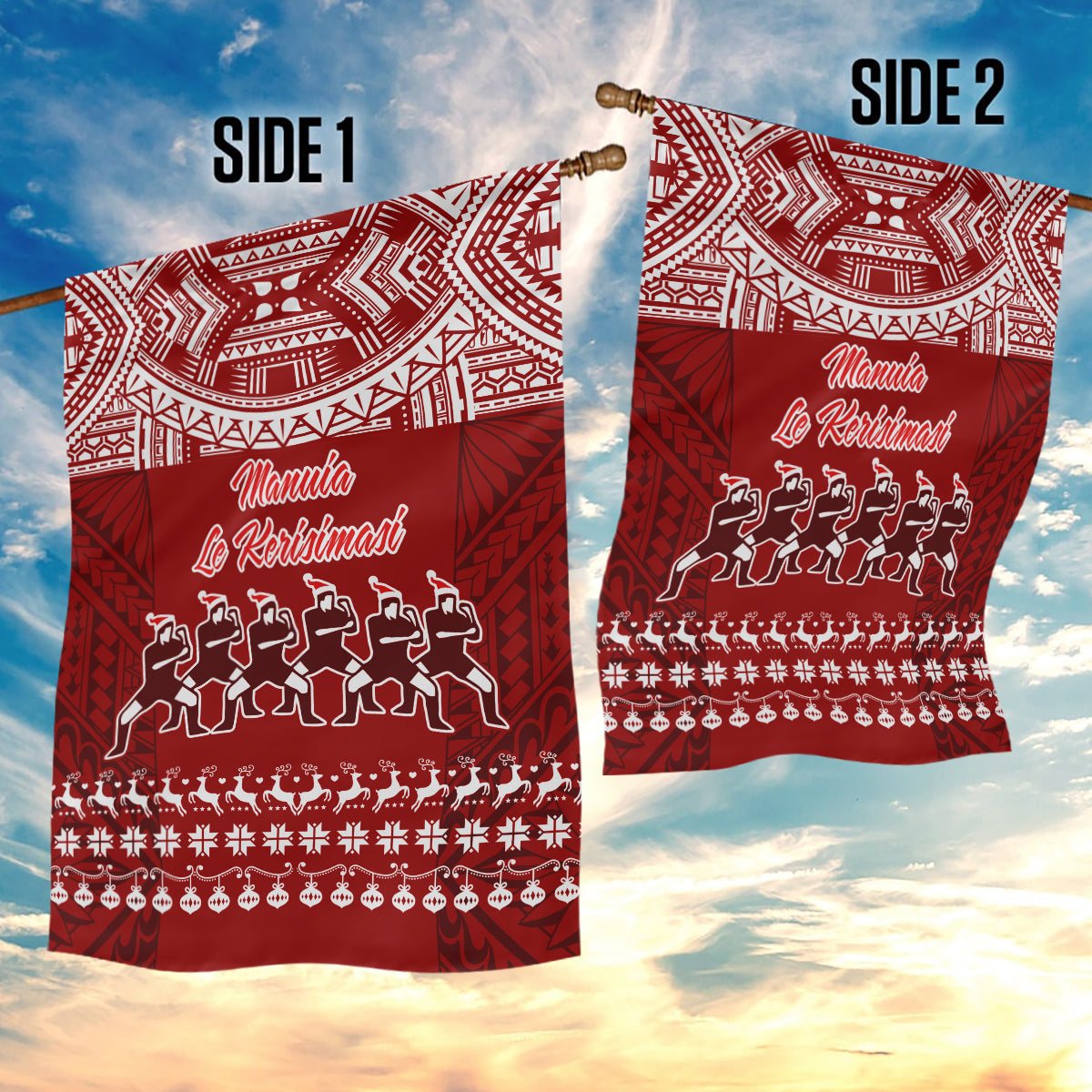Toa Samoa Christmas Garden Flag Samoa Siva Tau Manuia Le Kerisimasi Red Vibe - Wonder Print Shop