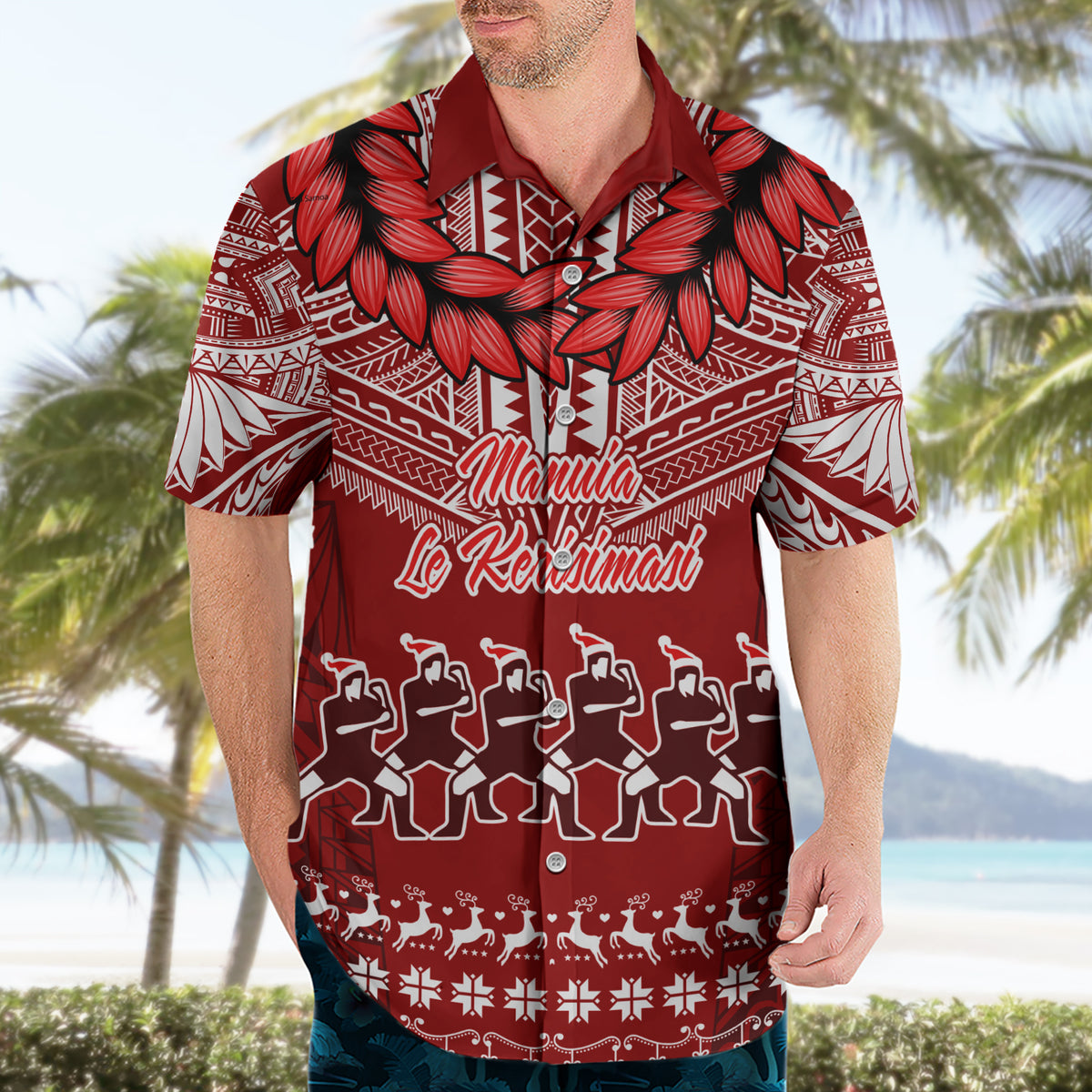 Toa Samoa Christmas Hawaiian Shirt Samoa Siva Tau Manuia Le Kerisimasi Red Vibe - Wonder Print Shop