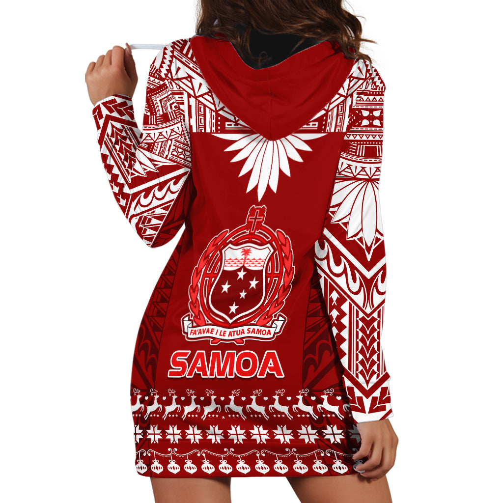 Toa Samoa Christmas Hoodie Dress Samoa Siva Tau Manuia Le Kerisimasi Red Vibe - Wonder Print Shop