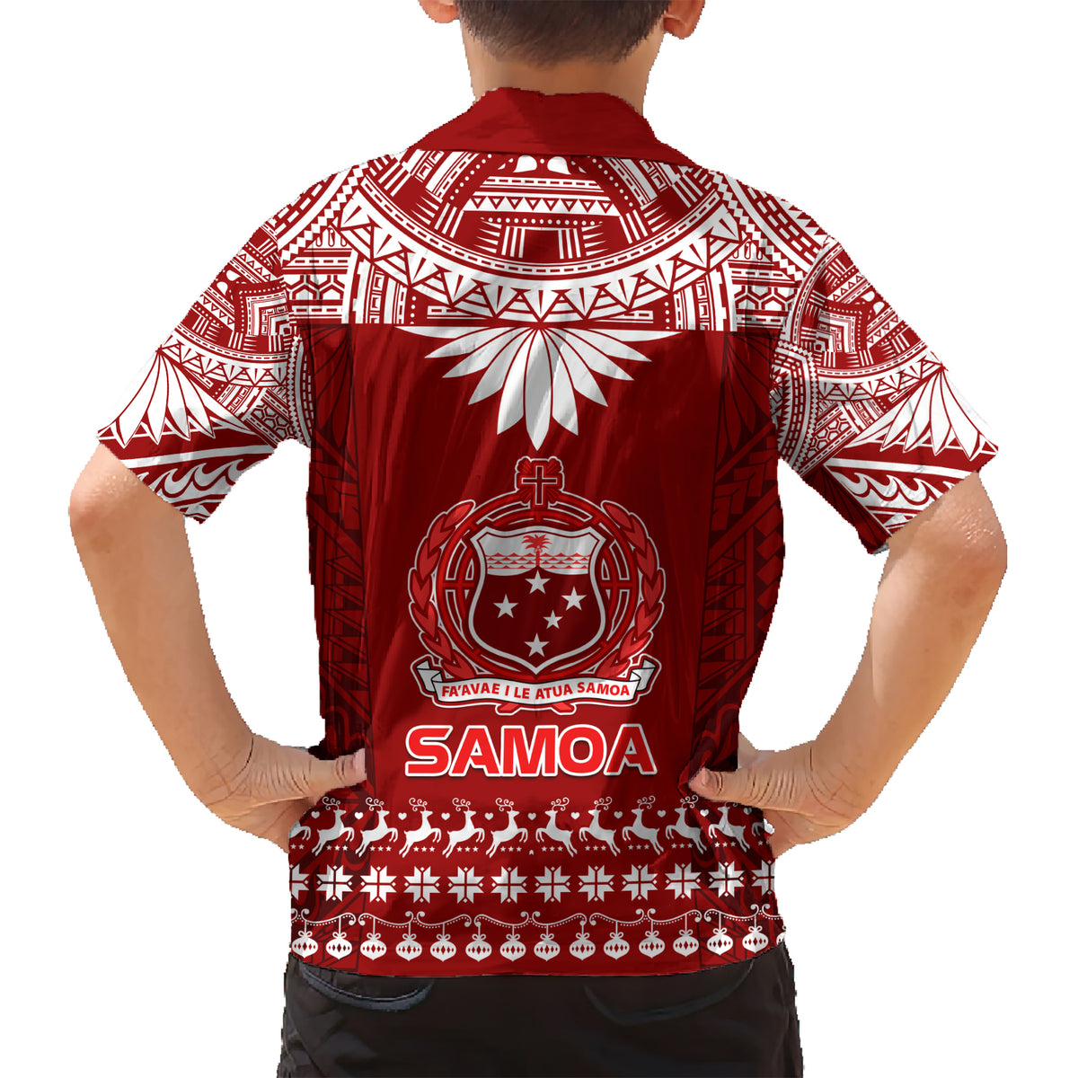 Toa Samoa Christmas Kid Hawaiian Shirt Samoa Siva Tau Manuia Le Kerisimasi Red Vibe - Wonder Print Shop