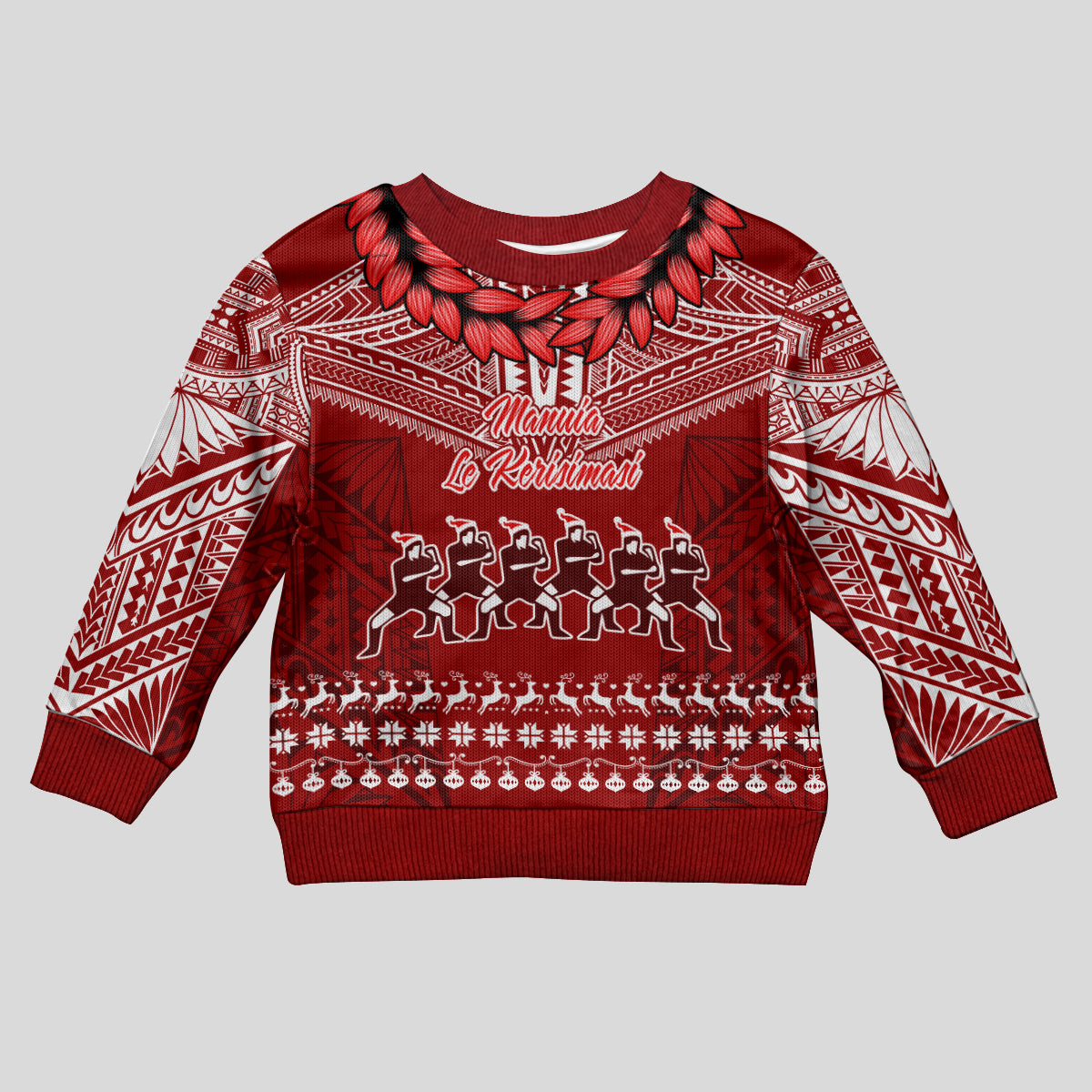 Toa Samoa Christmas Kid Ugly Christmas Sweater Samoa Siva Tau Manuia Le Kerisimasi Red Vibe - Wonder Print Shop