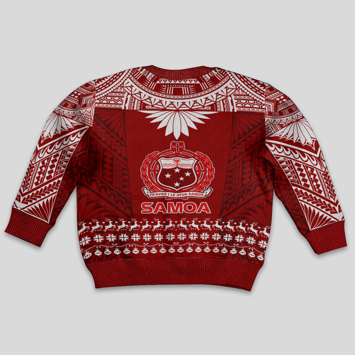 Toa Samoa Christmas Kid Ugly Christmas Sweater Samoa Siva Tau Manuia Le Kerisimasi Red Vibe - Wonder Print Shop