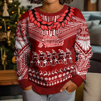 Toa Samoa Christmas Kid Ugly Christmas Sweater Samoa Siva Tau Manuia Le Kerisimasi Red Vibe - Wonder Print Shop