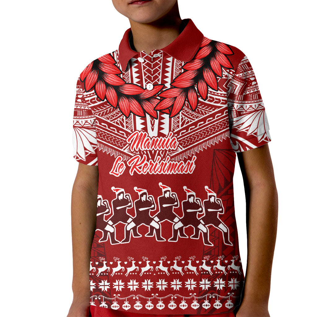 Toa Samoa Christmas Kid Polo Shirt Samoa Siva Tau Manuia Le Kerisimasi Red Vibe - Wonder Print Shop