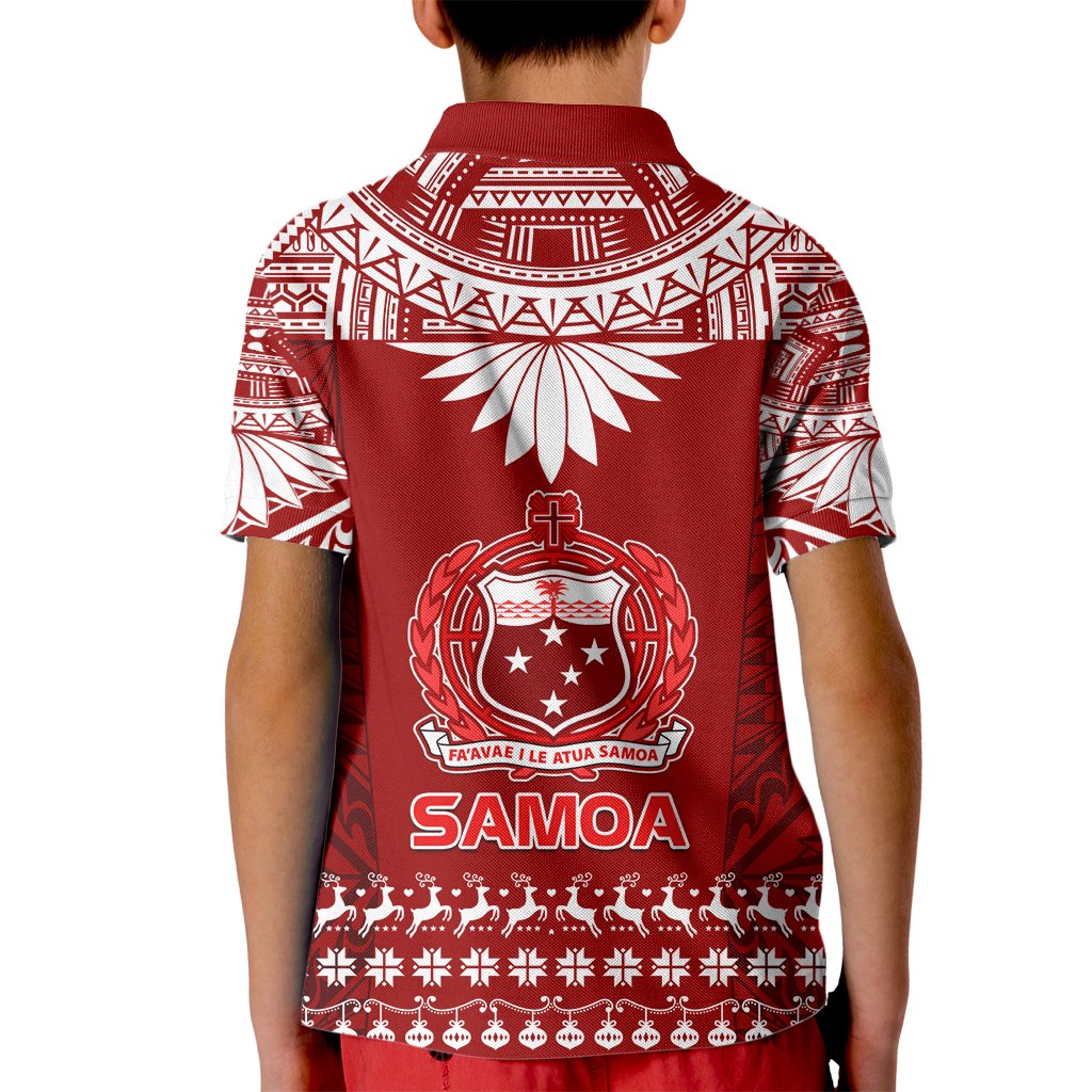 Toa Samoa Christmas Kid Polo Shirt Samoa Siva Tau Manuia Le Kerisimasi Red Vibe - Wonder Print Shop