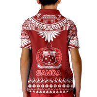 Toa Samoa Christmas Kid Polo Shirt Samoa Siva Tau Manuia Le Kerisimasi Red Vibe - Wonder Print Shop