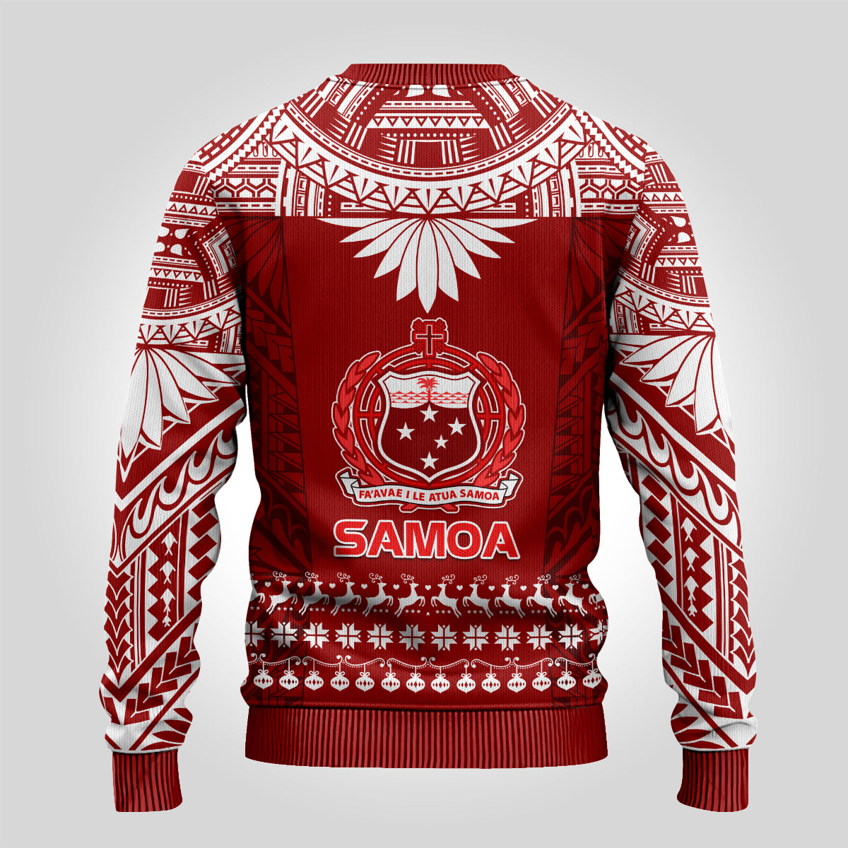Toa Samoa Christmas Ugly Christmas Sweater Samoa Siva Tau Manuia Le Kerisimasi Red Vibe - Wonder Print Shop