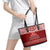 Toa Samoa Christmas Leather Tote Bag Samoa Siva Tau Manuia Le Kerisimasi Red Vibe - Wonder Print Shop